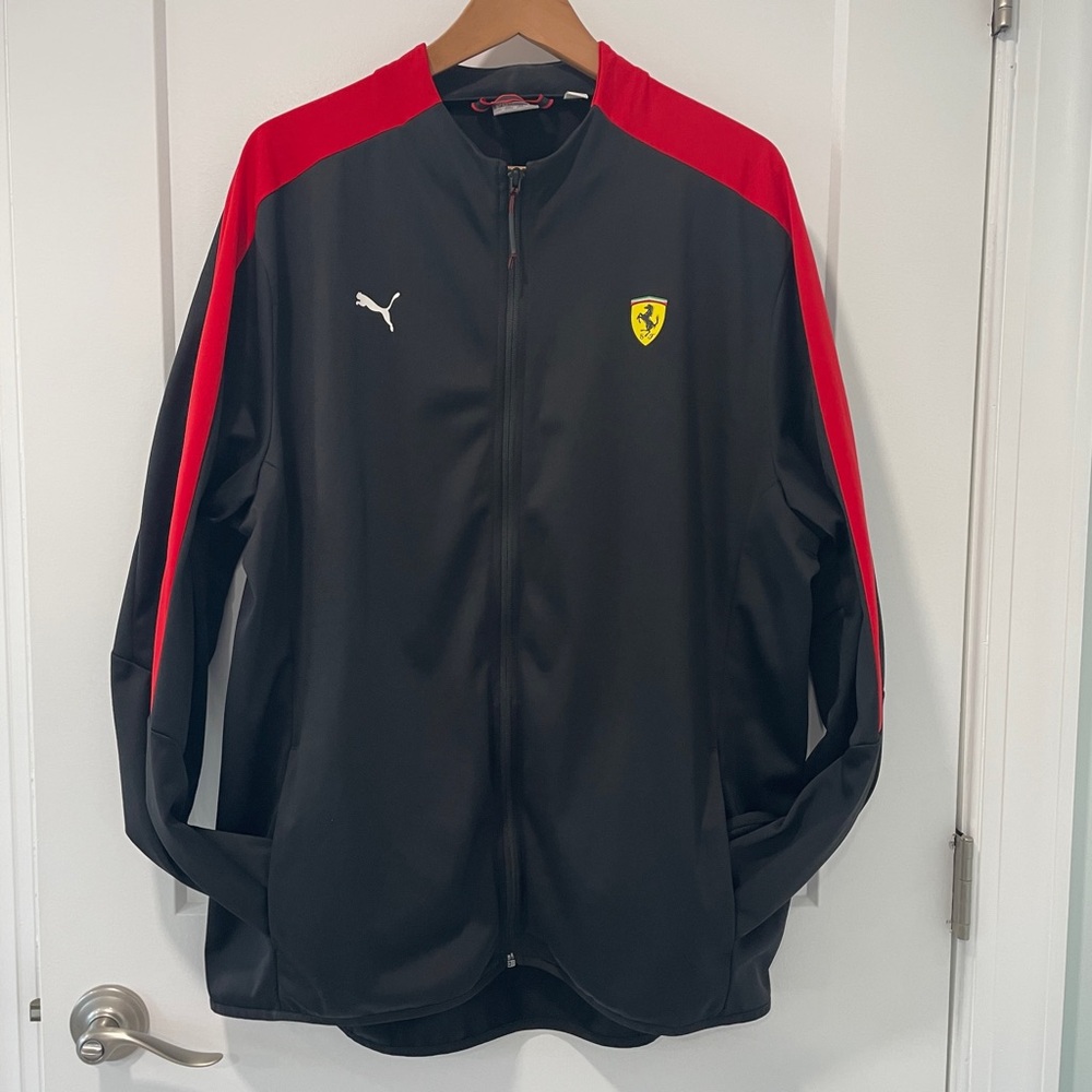 PUMA Scuderia Ferrari T7 Black Red Full Zip Pockets Racing Track Jacket (XL) - Picture 13 of 13